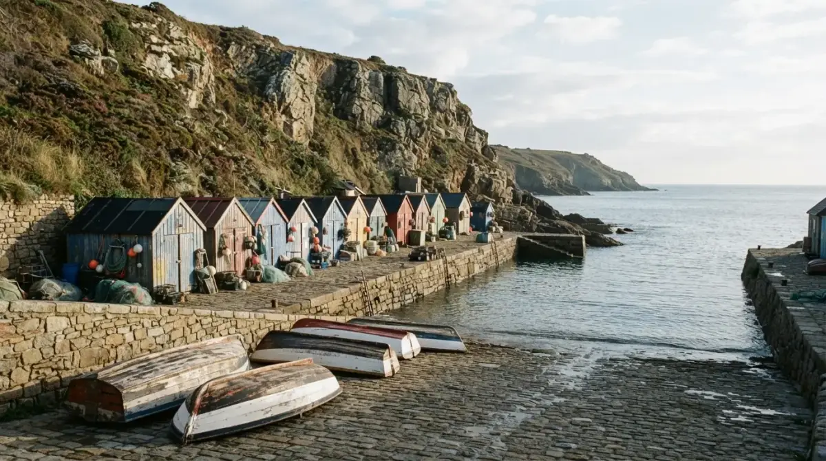 Le petit port de Guéthary, ses cabanes de bois et ses barques