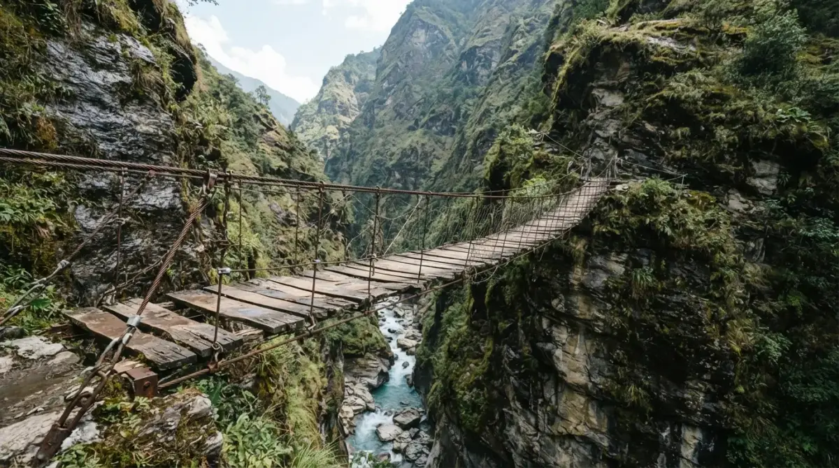 Passerelle suspendue d'Holzarte au-dessus du canyon