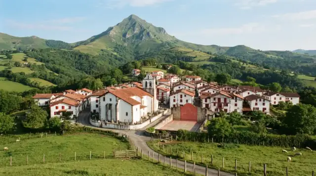 Le village de Sare groupé au pied de la Rhune